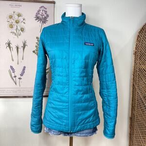 Patagonia Women's Blue Nano Puff Jacket Gorpcore Outdoor Granola Girl Hiking XS